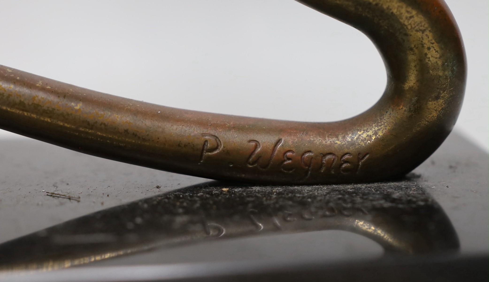 Paul Wegner (b.1950), A cold painted bronze musician, signed P Wegner, 73/250, 31cms high